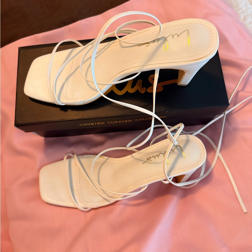 Lulu's White Strappy Heels